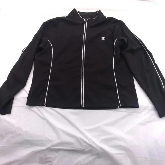 Champion Elite L Black Jacket White Trim Full Zip - Picture 1 of 9